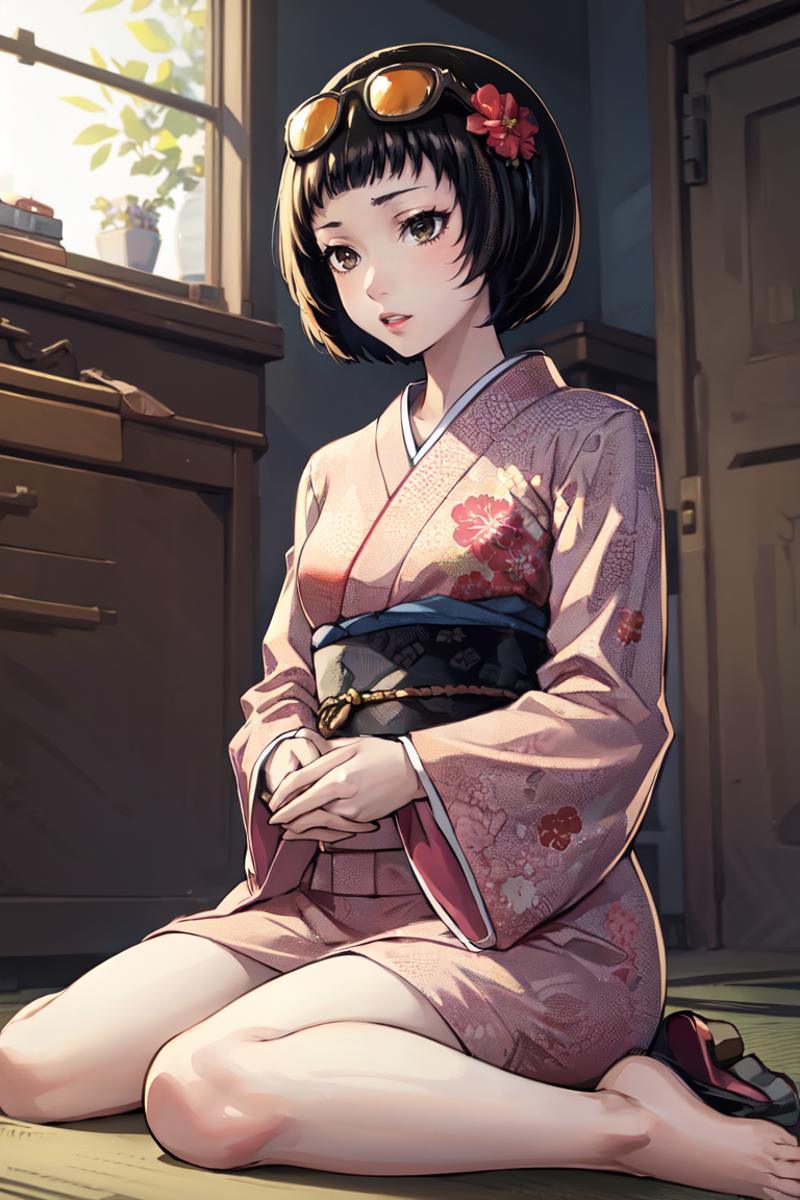 13543-3798805636-masterpiece, best quality, absurdres, 1girl, solo, OhyaIchiko, short hair, bob cut, eyewear on head, indoors, kimono, hair flowe.png